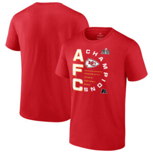 Kansas City Chiefs 2023 AFC Champions Fanatics T-Shirt für Herren, rechte Seite, rot, große Größen