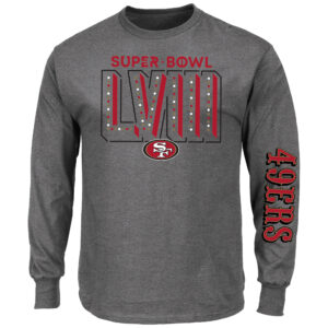 San Francisco 49ers Super Bowl LVIII Langarm-T-Shirt für Herren in Anthrazit, groß und lang