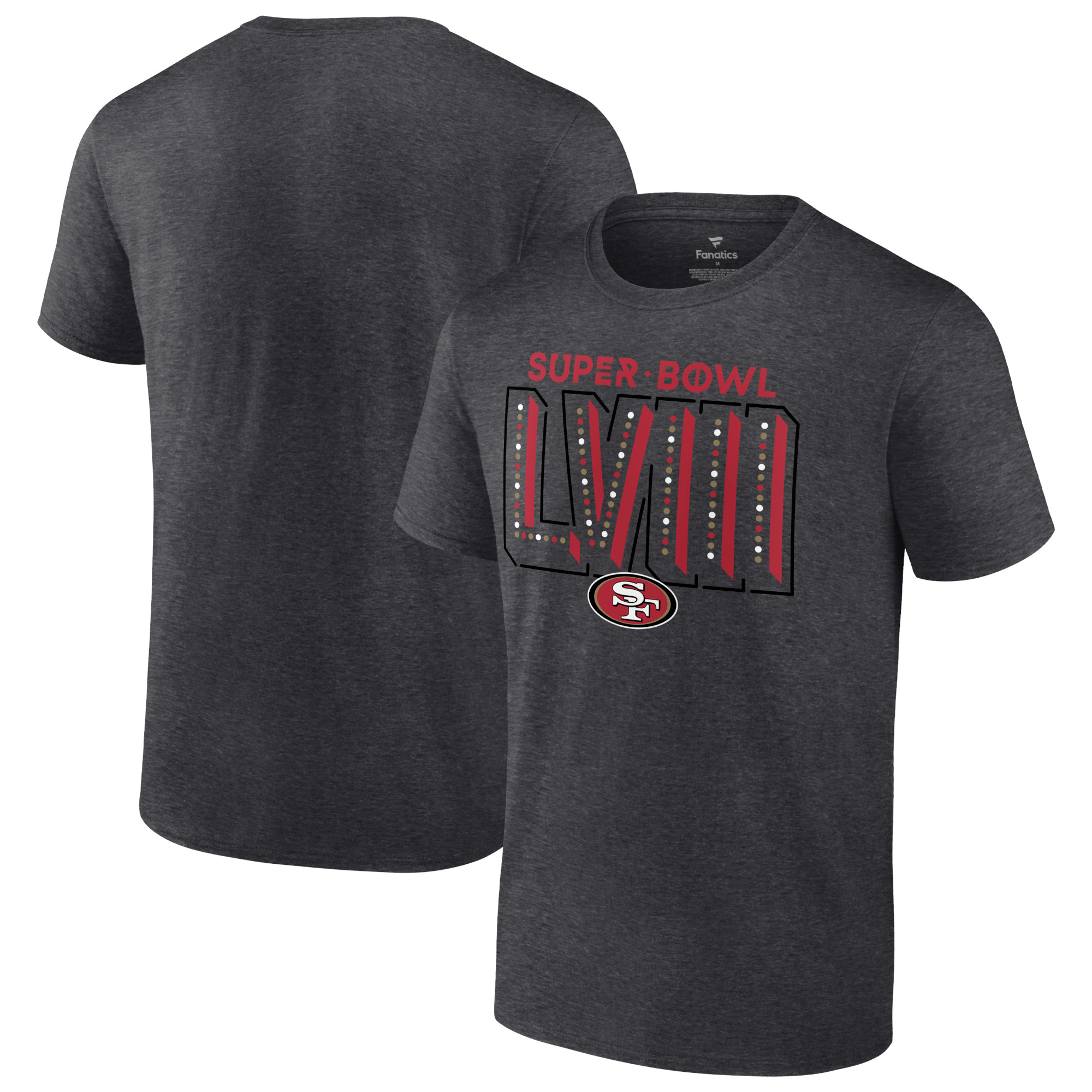 San Francisco 49ers Super Bowl LVIII Fanatics T-Shirt für Herren, Anthrazit, groß und lang