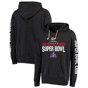 Majestic Threads Heather Black Kansas City Chiefs Super Bowl LVIII Tri-Blend Pullover Hoodie für Herren