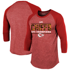 Majestic Threads Rotes Kansas City Chiefs 2023 AFC Champions Tri-Blend Raglan-T-Shirt mit 3/4-Ärmeln für Herren