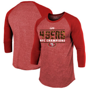 Majestic Threads San Francisco 49ers 2023 NFC Champions Tri-Blend Raglan-T-Shirt mit 3/4-Ärmeln in Rot für Herren