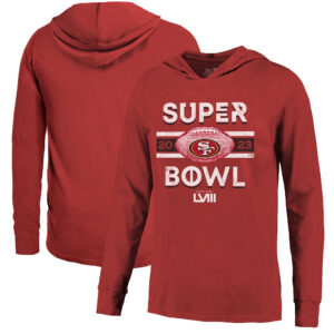 Majestic Threads San Francisco 49ers Super Bowl LVIII Tri-Blend Soft Hand Langarm-Kapuzen-T-Shirt für Herren in Scarlet