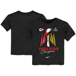 Schwarzes Nike Kansas City Chiefs Super Bowl LVIII Champions Lombardi Trophy T-Shirt für Kleinkinder