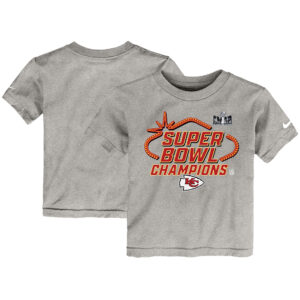 Graues Nike T-Shirt der Kansas City Chiefs aus der Super Bowl LVIII Champions Locker Room Trophy Collection für Kleinkinder