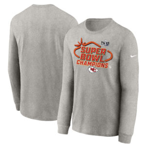 Graues Nike-Langarm-T-Shirt der Kansas City Chiefs aus der Super Bowl LVIII Champions Locker Room Trophy Collection für Jugendliche