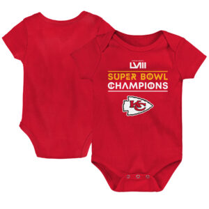 Roter Kansas City Chiefs Super Bowl LVIII Champions Stack Bodysuit für Neugeborene