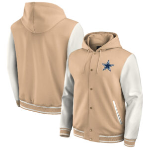 Herren-Kapuzenjacke aus der Darius Rucker-Kollektion von Fanatics, hellbraun, Dallas Cowboys, Baseballjacke mit durchgehendem Druckknopf, Tri-Blend