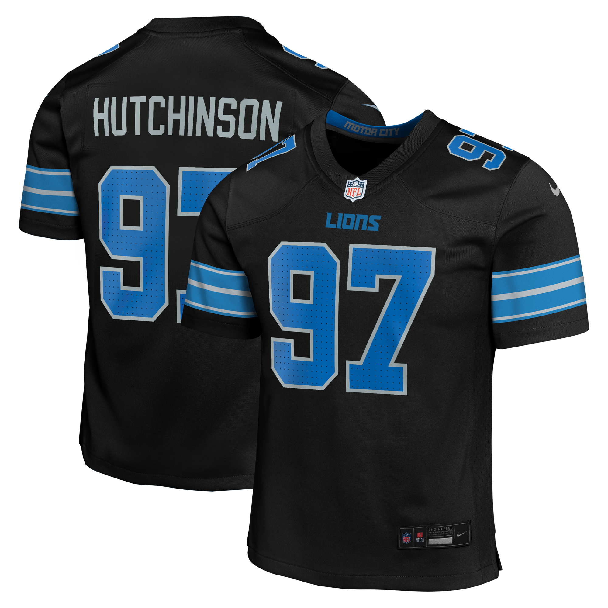 Detroit Lions Nike Game Sekundär Ausweichtrikot – Schwarz – Aidan Hutchinson – Jugendliche