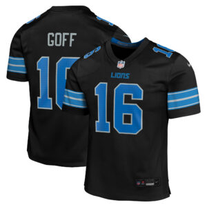 Detroit Lions Nike Game Sekundär Ausweichtrikot – Schwarz – Jared Goff – Jugendliche