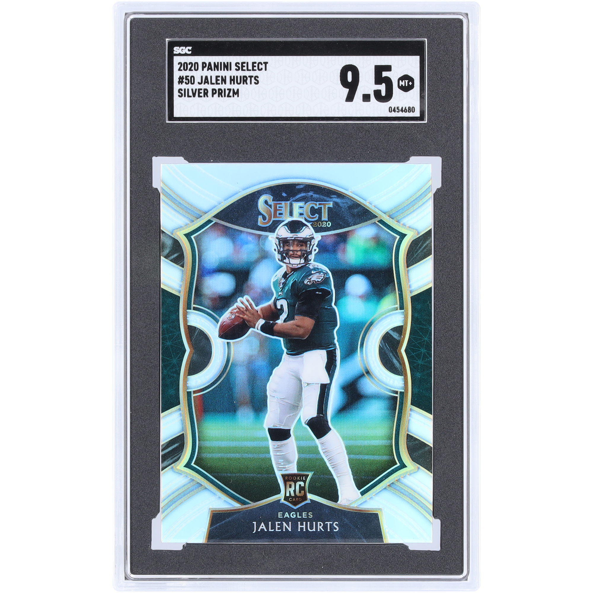 Jalen Hurts Philadelphia Eagles 2020 Panini Select Silver Prizm #50 SGC Authentifizierte 9,5 Rookie-Karte