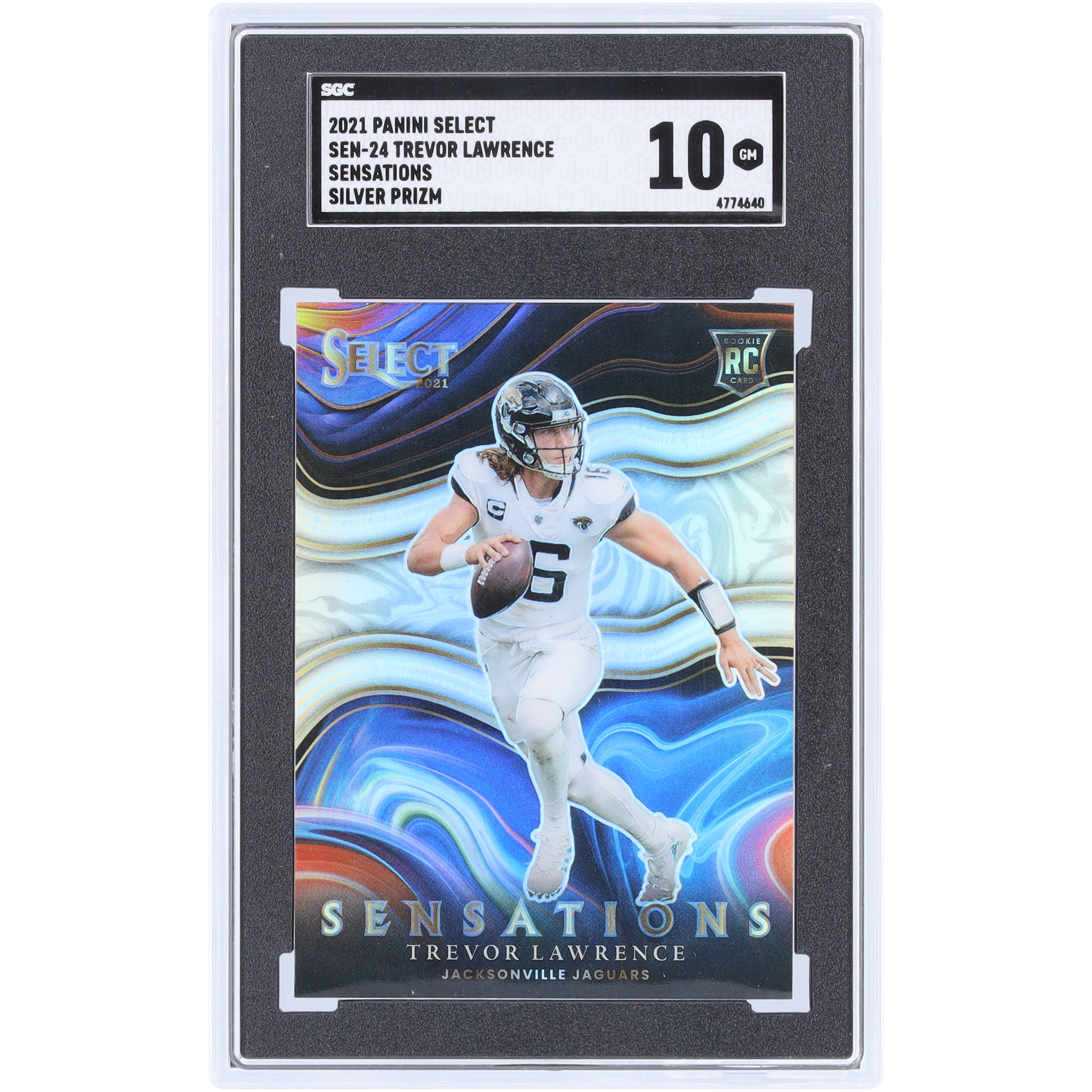 Trevor Lawrence Jacksonville Jaguars 2021 Panini Select Silver Prizm #SEN-24 SGC Authentifizierte 10 Rookie-Karte