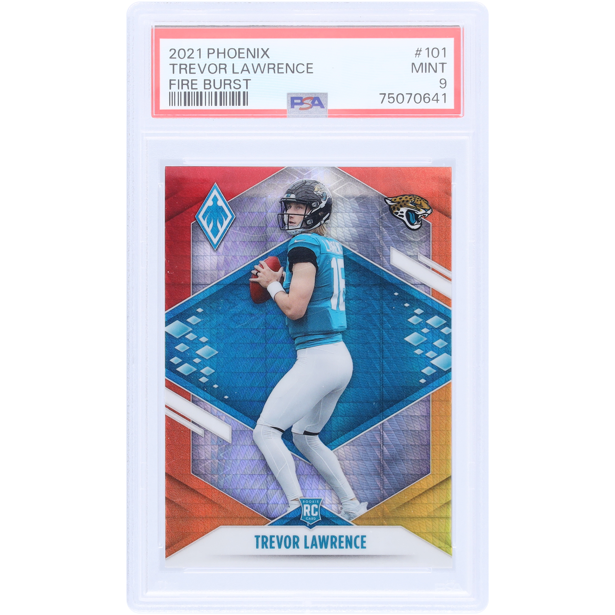 Trevor Lawrence Jacksonville Jaguars 2021 Panini Phoenix Fire Burst #101 PSA Authentifizierte 9 Rookie-Karte