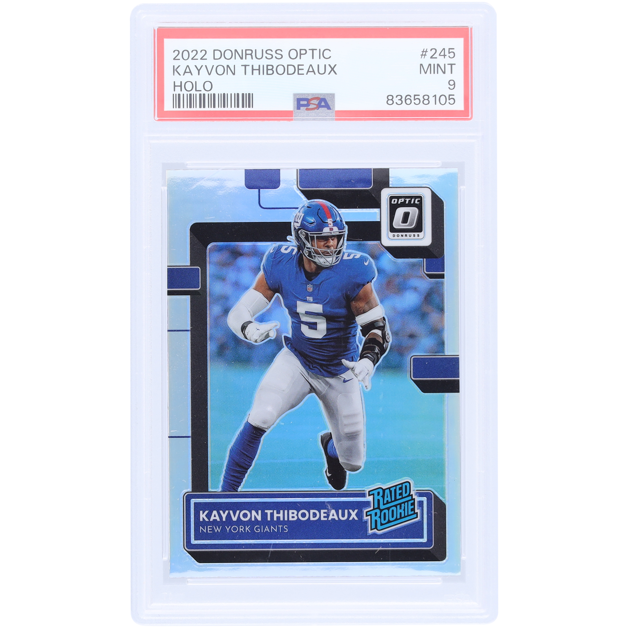 Kayvon Thibodeaux New York Giants 2022 Panini Donruss Optic Holo Prizm #245 PSA Authentifizierte 9 Rookie-Karte