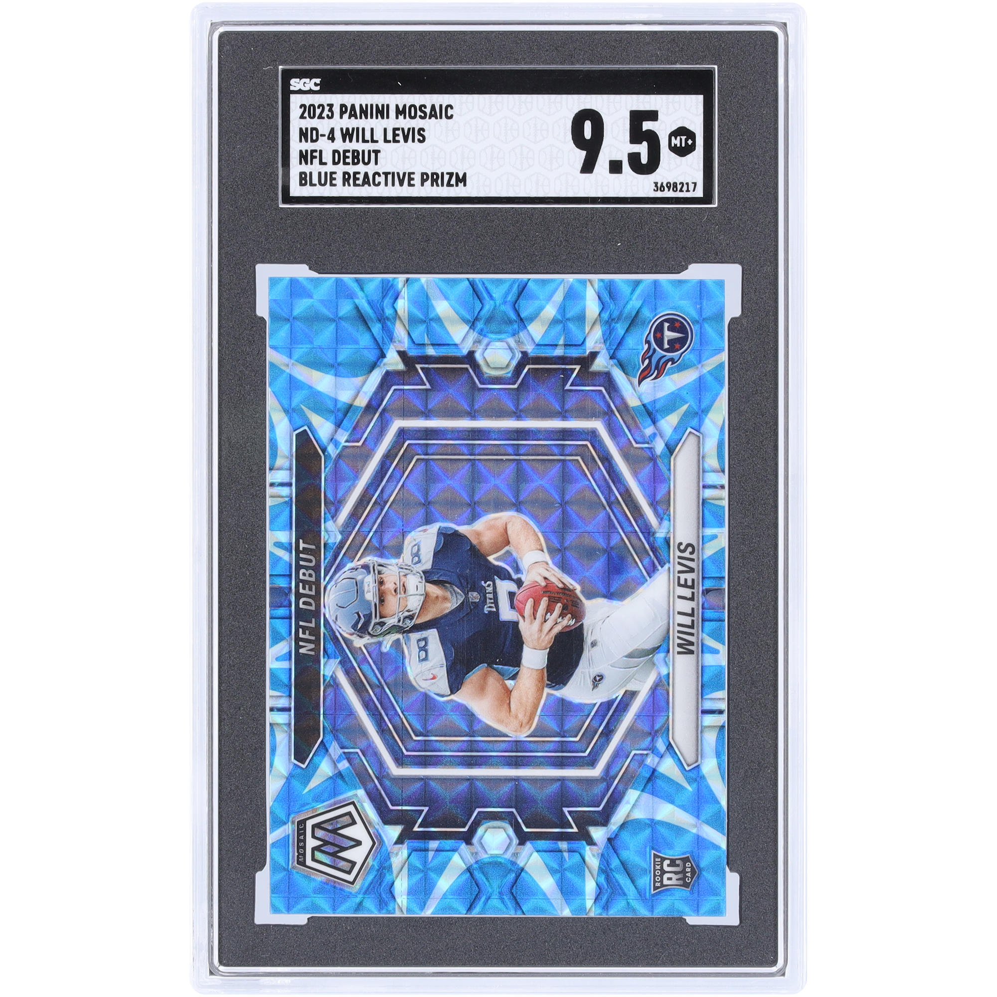 Will Levis Tennessee Titans 2023 Panini Mosaic Blue Reactive Prizm #ND-4 SGC Authentifizierte 9.5 Rookie-Karte