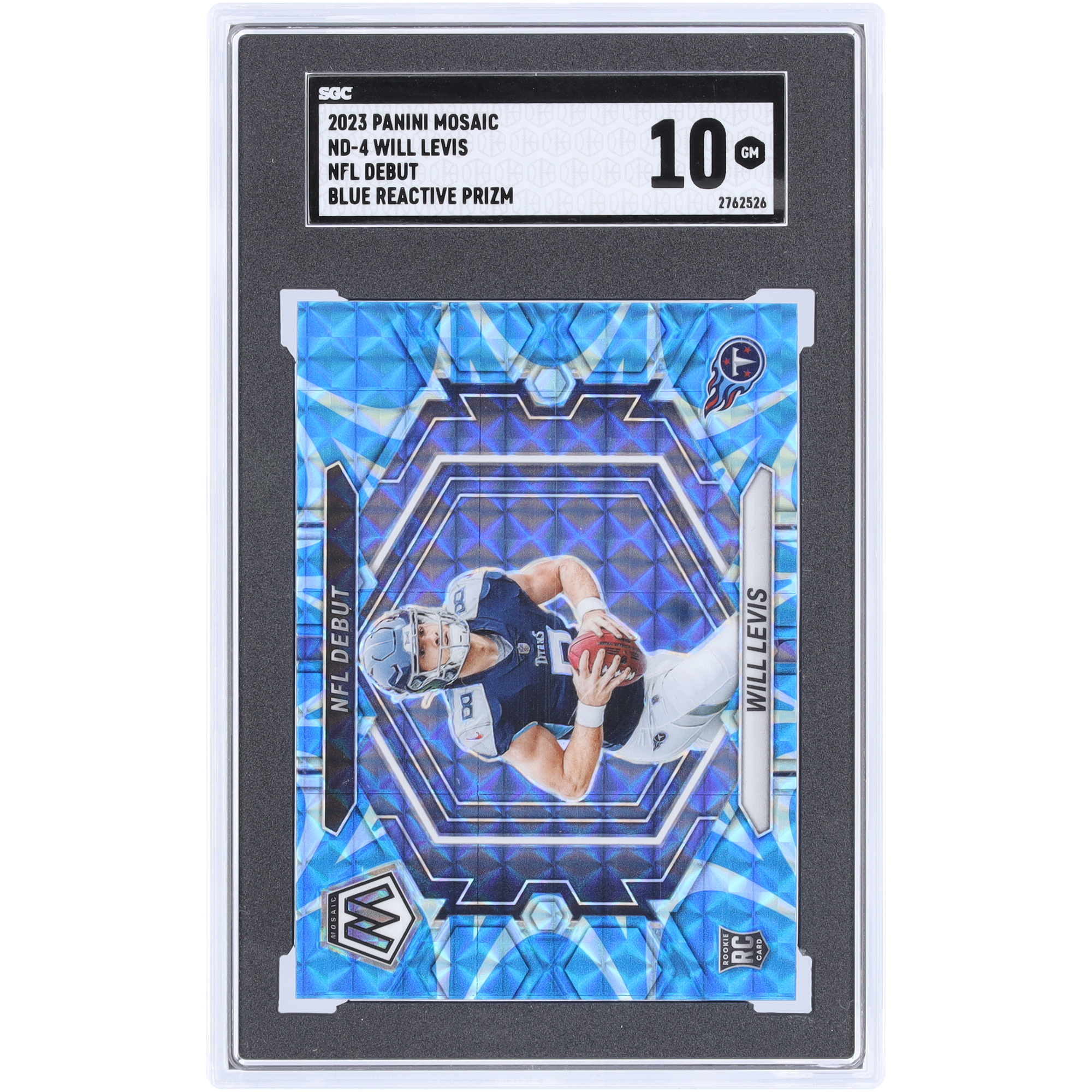 Will Levis Tennessee Titans 2023 Panini Mosaic Blue Reactive Prizm #ND-4 SGC Authentifizierte 10 Rookie-Karte