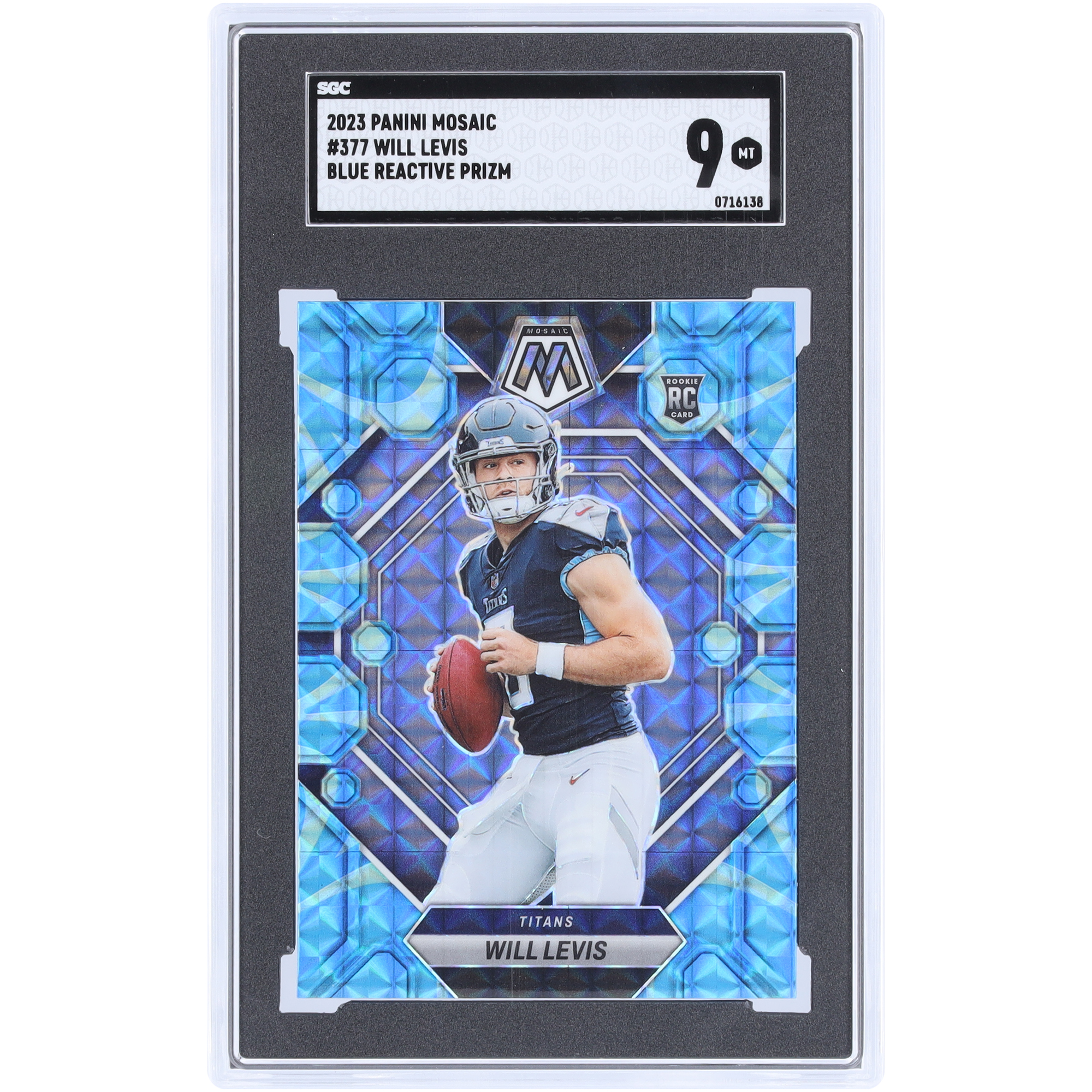 Will Levis Tennessee Titans 2023 Panini Mosaic Blue Reactive Prizm #377 SGC Authentifizierte 9 Rookie-Karte