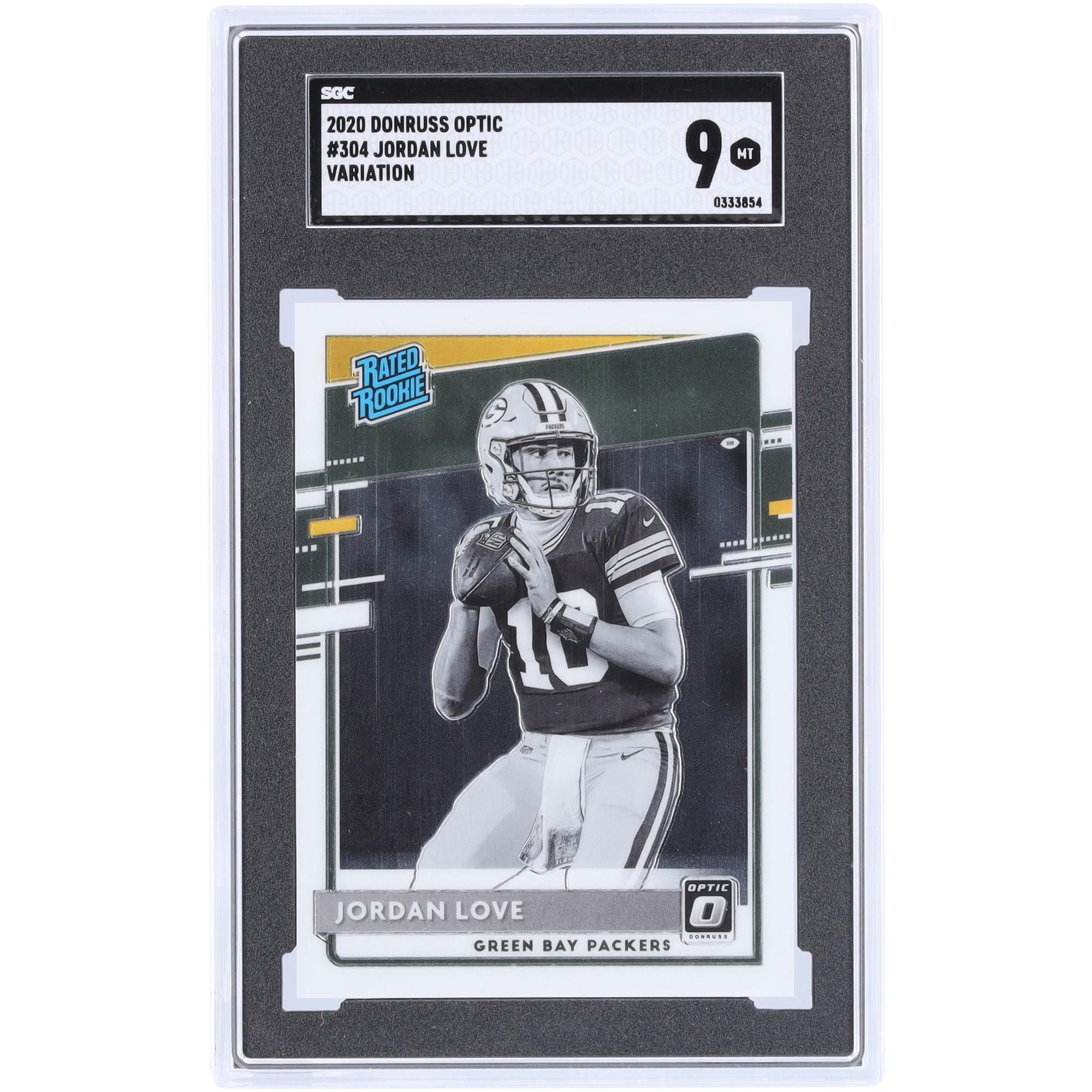 Jordan Love Green Bay Packers 2020 Panini Donruss Optic Rated Rookie Variation #304 SGC Authentifizierte 9 Rookie-Karte