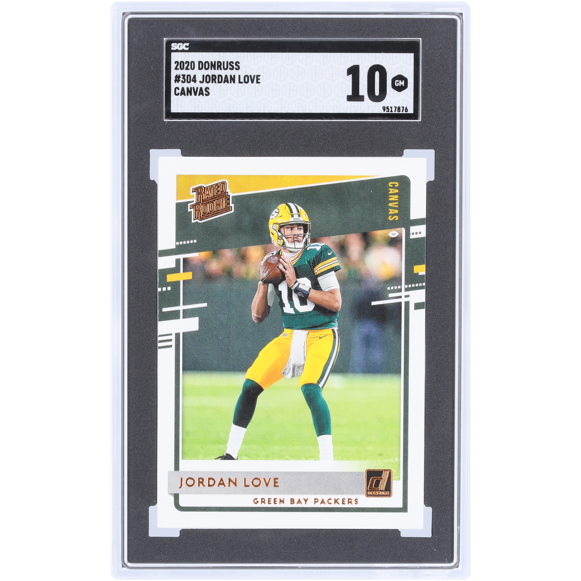 Jordan Love Green Bay Packers 2020 Panini Donruss Canvas bewertet Rookie #304 SGC authentifizierte 10 Rookie-Karte