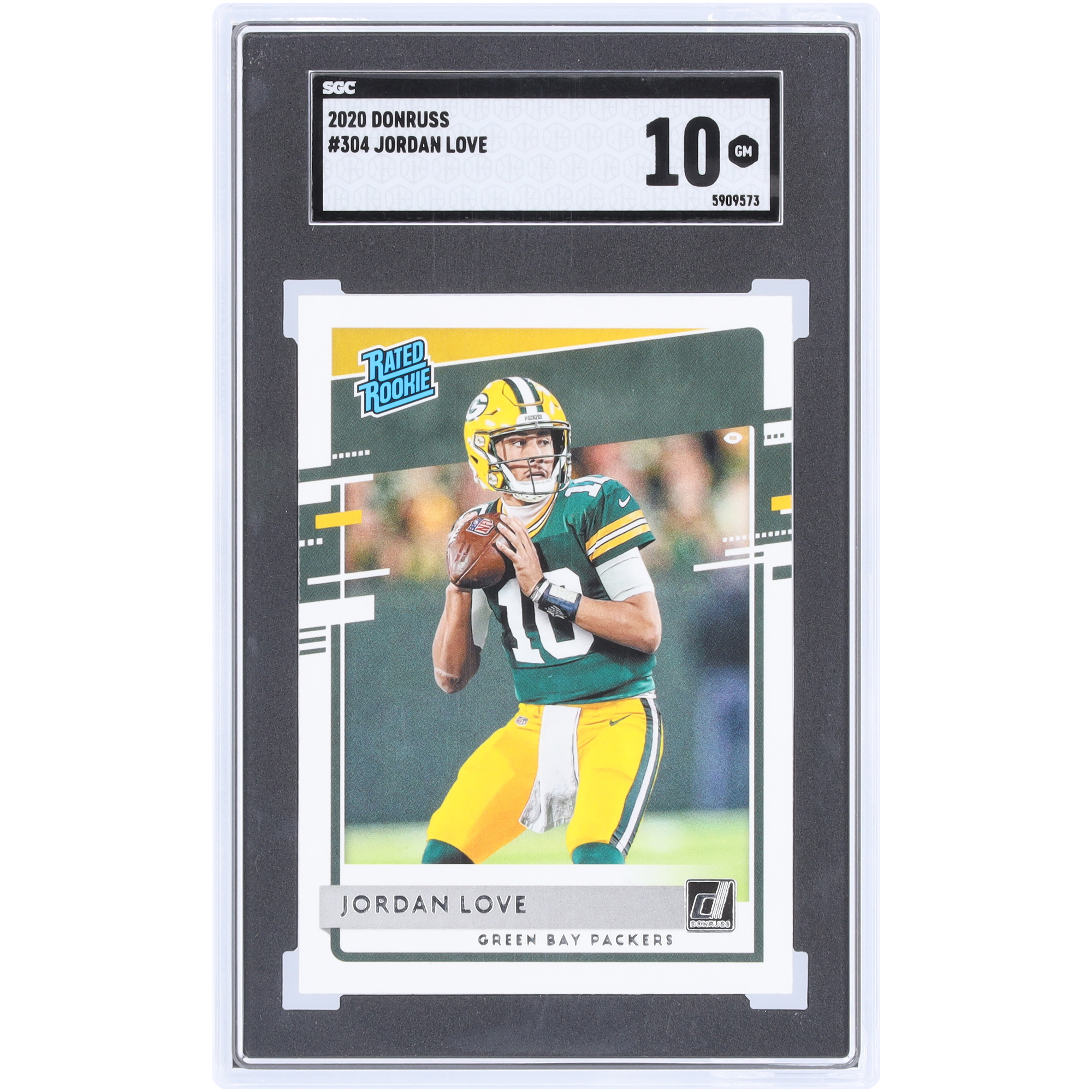 Jordan Love Green Bay Packers 2020 Panini Donruss bewertet Rookie #304 SGC authentifizierte 10 Rookie-Karte