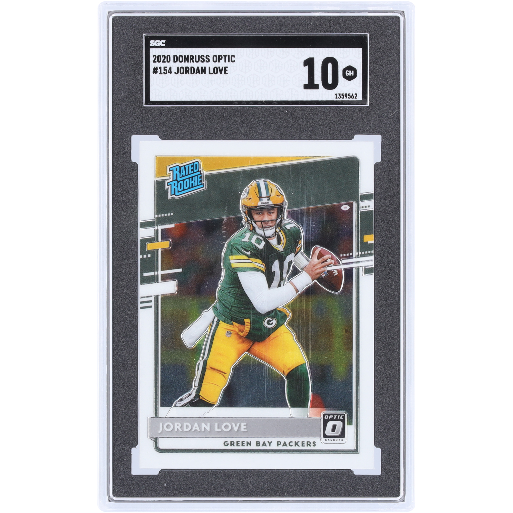 Jordan Love Green Bay Packers 2020 Panini Donruss Optic Rated Rookie #154 SGC Authentifizierte 10 Rookie-Karte