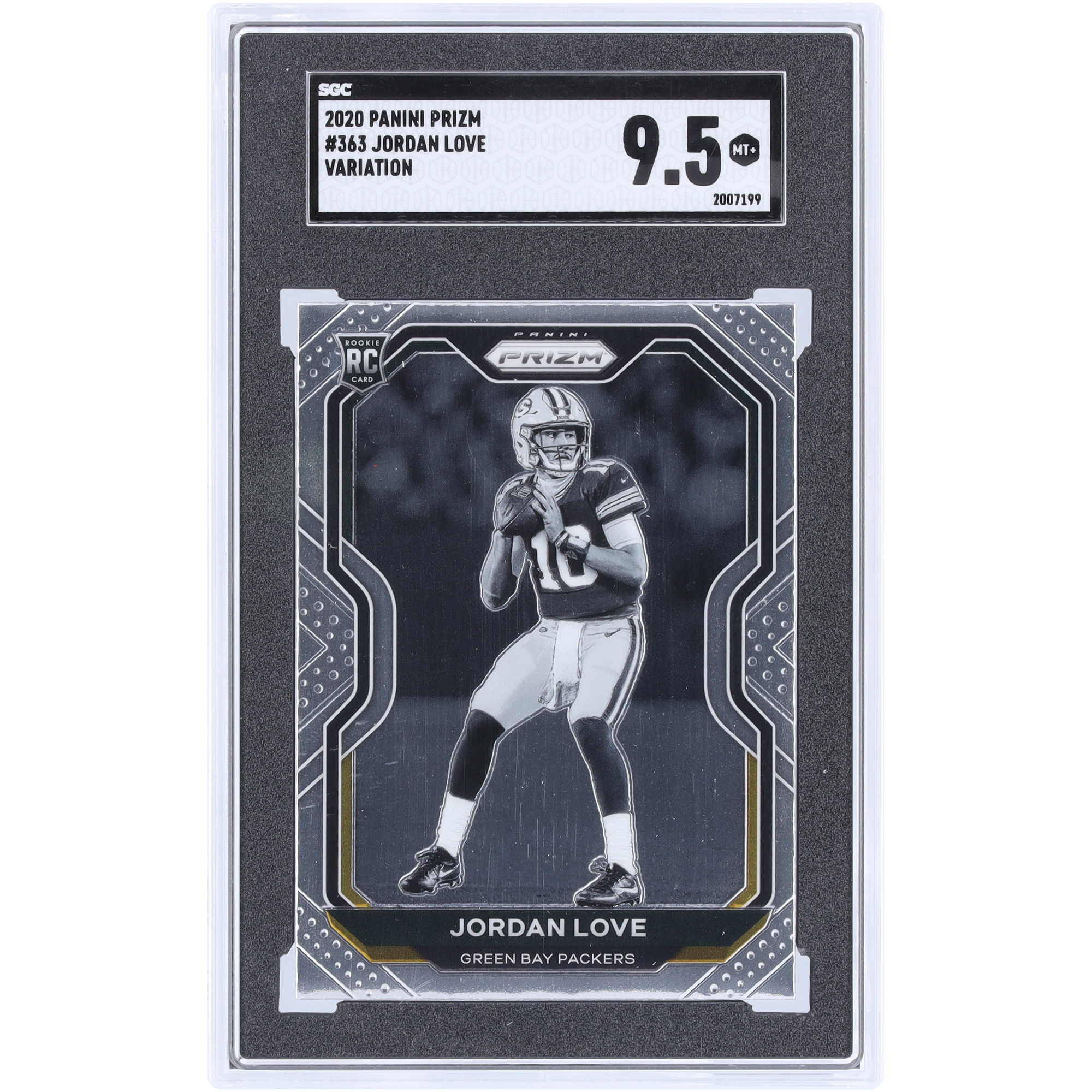 Jordan Love Green Bay Packers 2020 Panini Prizm Schwarz-Weiß-Variante #363 SGC Authentifizierte 9,5 Rookie-Karte