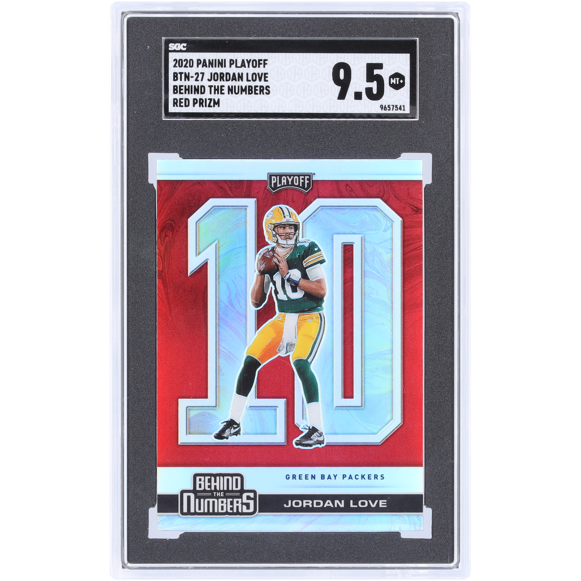 Jordan Love Green Bay Packers 2020 Panini Playoff Behind the Numbers Rot #BTN-27 SGC Authentifizierte 9.5 Rookie-Karte