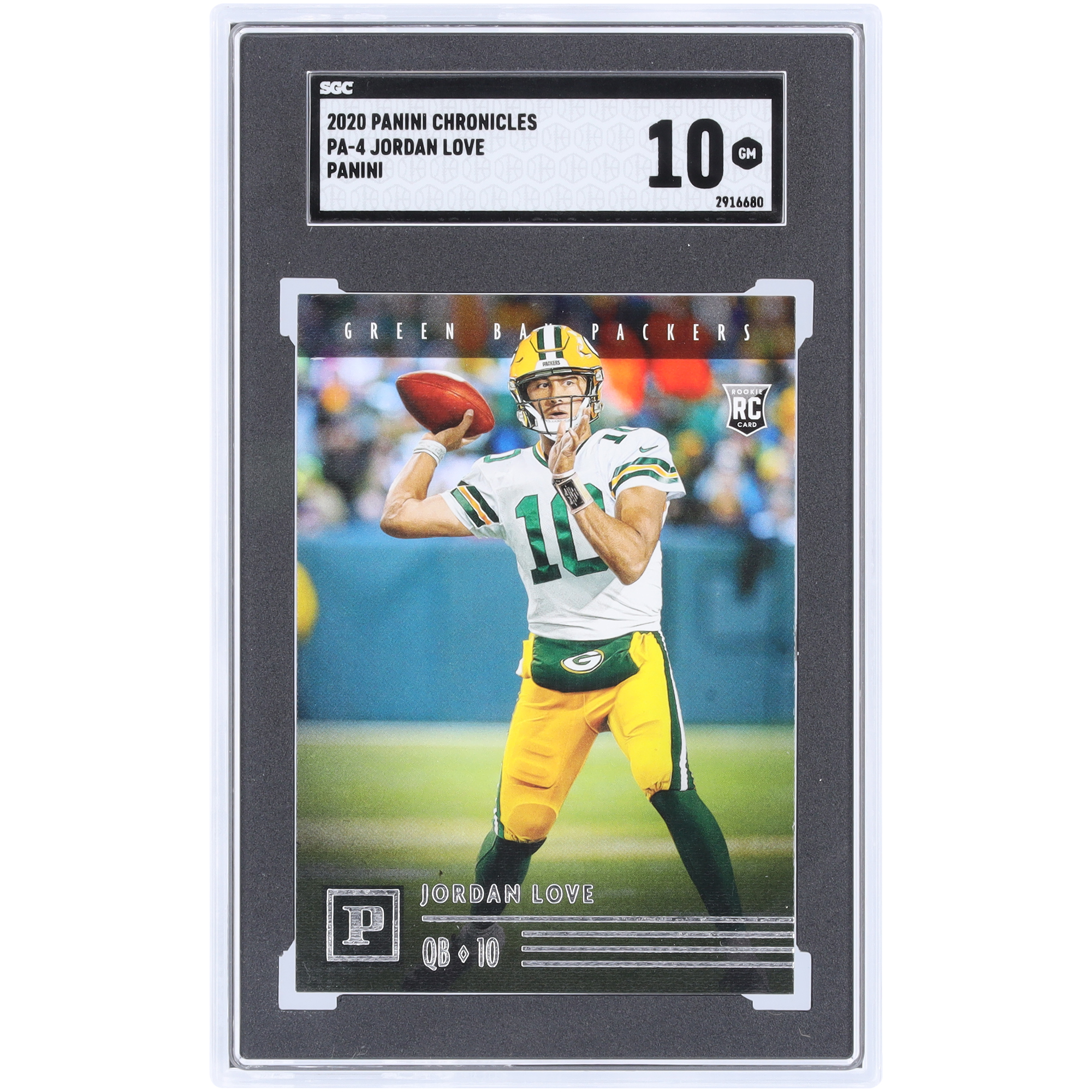 Jordan Love Green Bay Packers 2020 Panini Chronicles Canvas #PA-4 SGC Authentifizierte 10 Rookie-Karte