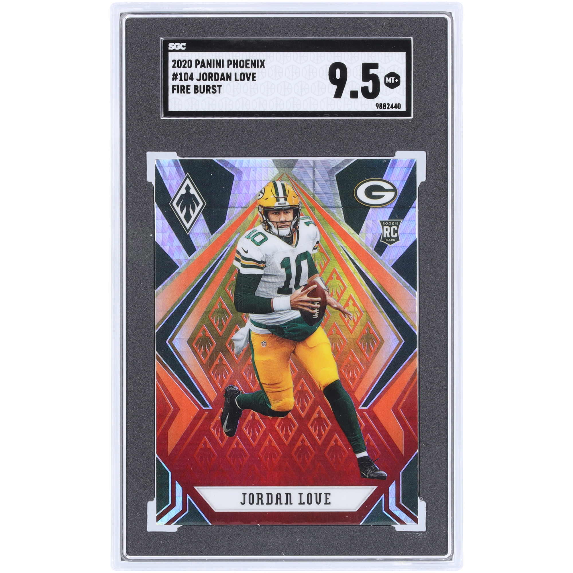 Jordan Love Green Bay Packers 2020 Panini Phoenix Fire Burst #104 SGC Authentifizierte 9,5 Rookie-Karte