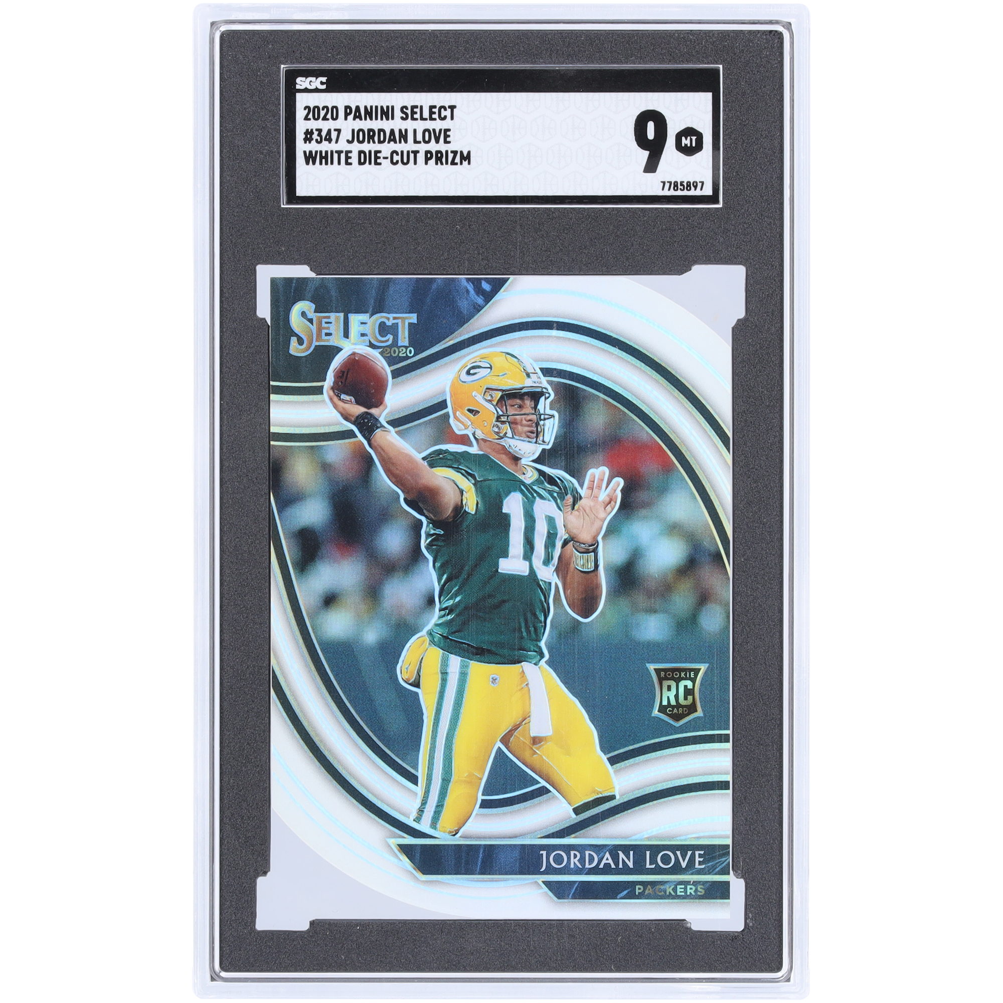 Jordan Love Green Bay Packers 2020 Panini Select Weiß Gestanzt #347 SGC Authentifizierte 9 Rookie-Karte