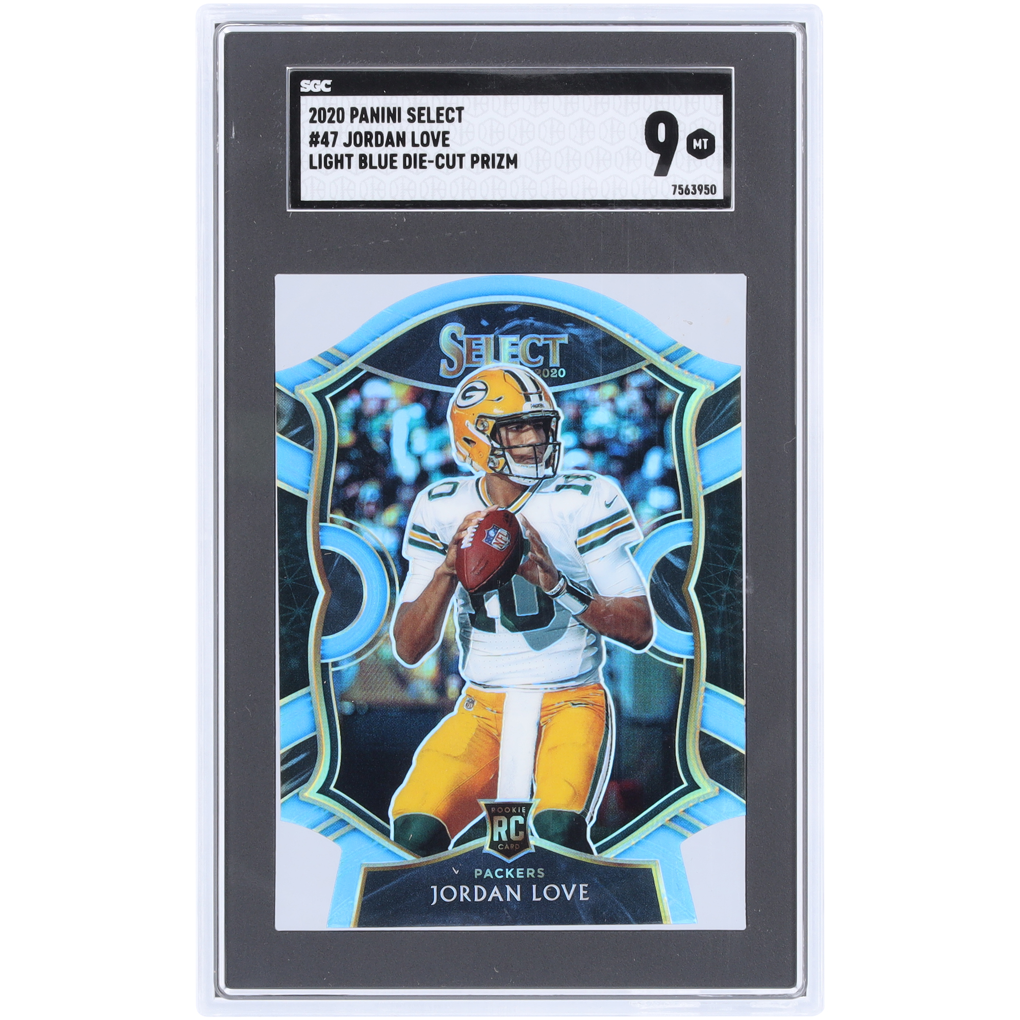 Jordan Love Green Bay Packers 2020 Panini Select Hellblau Gestanzt #47 SGC Authentifizierte 9 Rookie-Karte