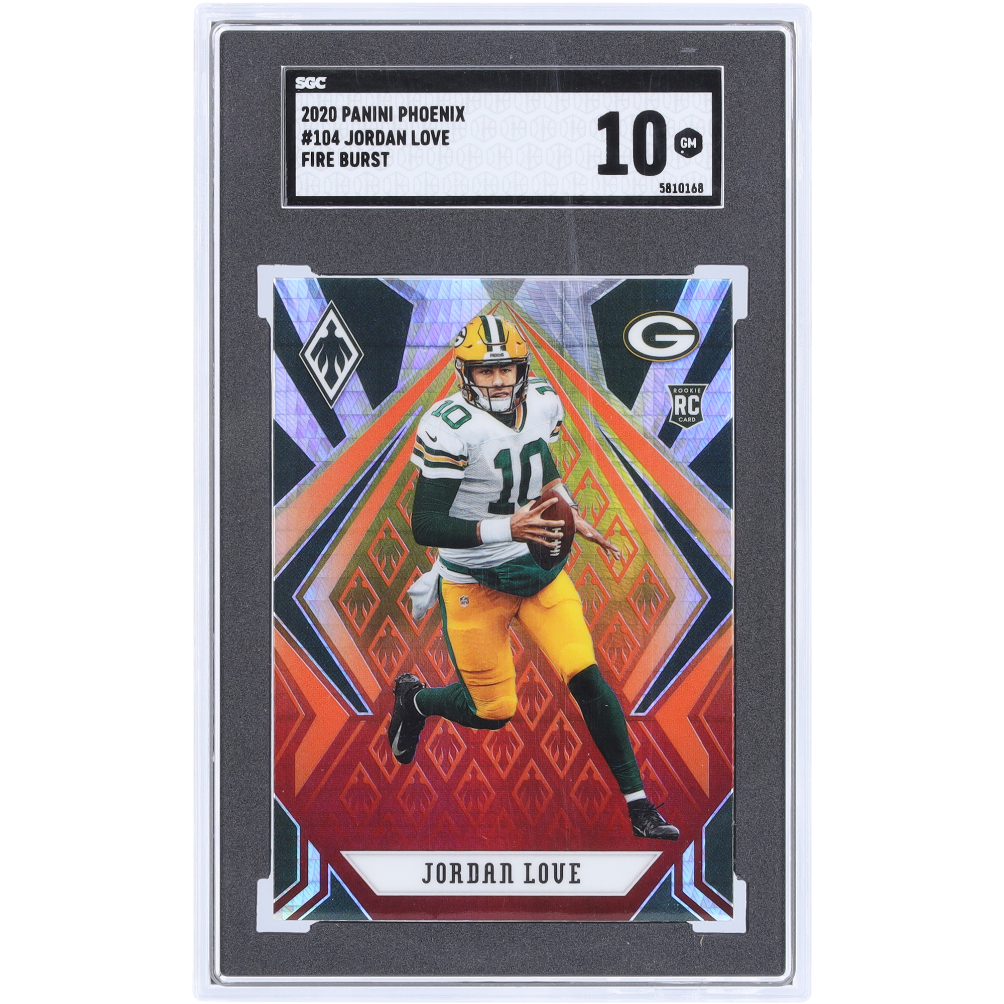 Jordan Love Green Bay Packers 2020 Panini Phoenix Fire Burst #104 SGC Authentifizierte 10 Rookie-Karte