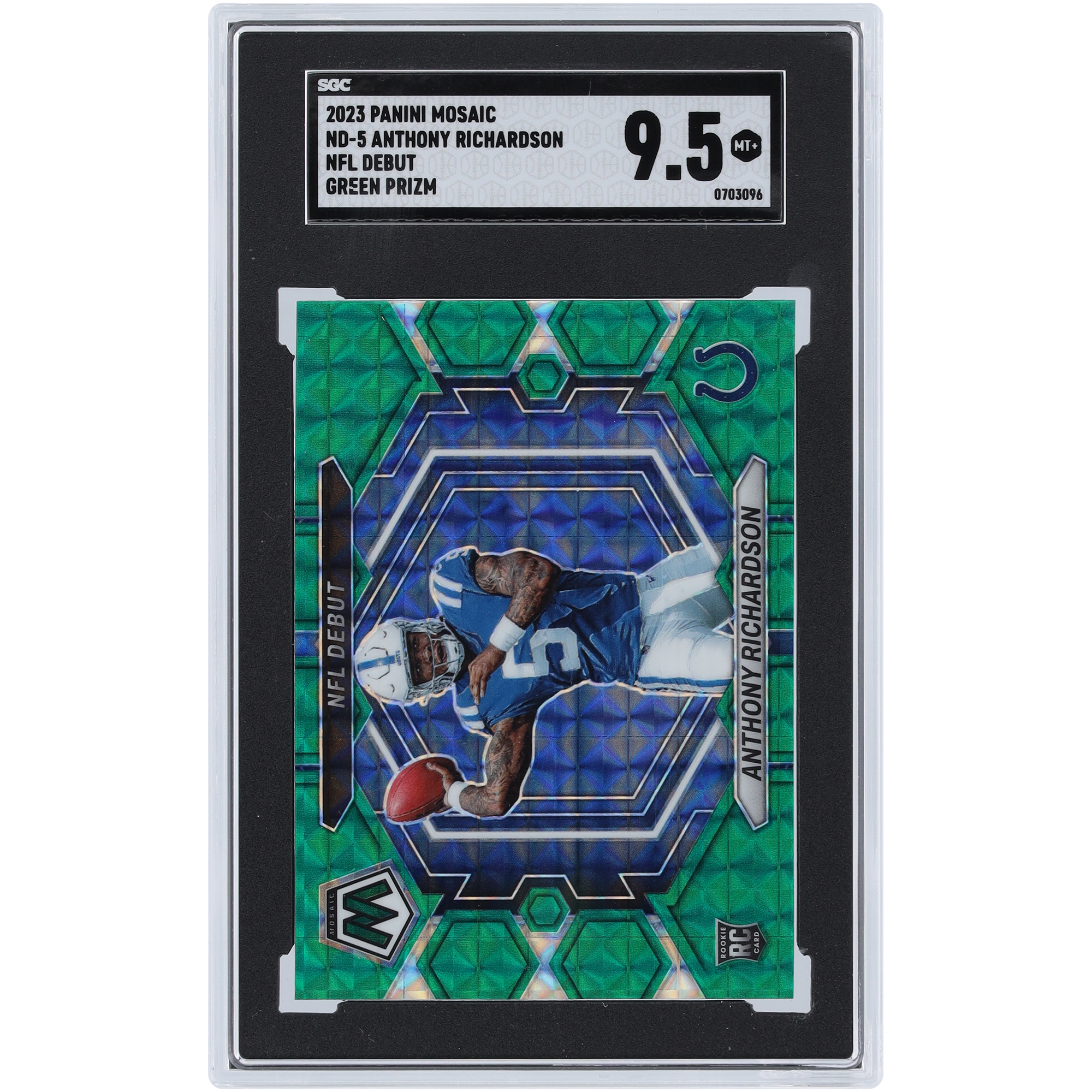 Anthony Richardson Indianapolis Colts 2023 Panini Mosaic Green Prizm #ND-5 SGC Authentifizierte 9.5 Rookie-Karte