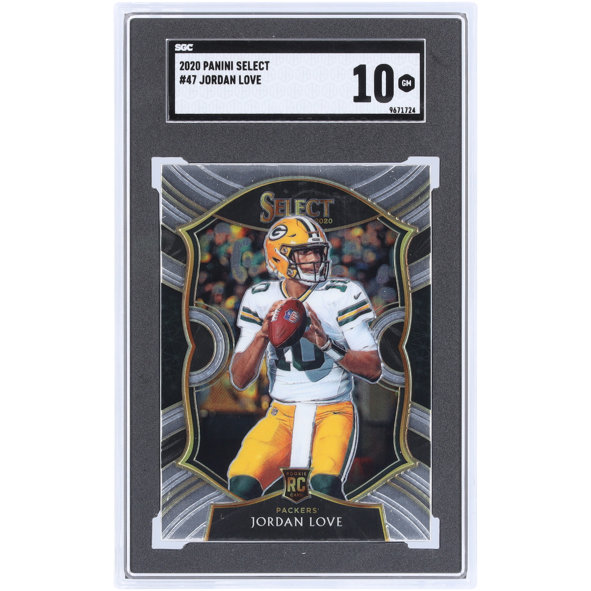 Jordan Love Green Bay Packers 2020 Panini Select #47 SGC Authentifizierte 10 Rookie-Karte