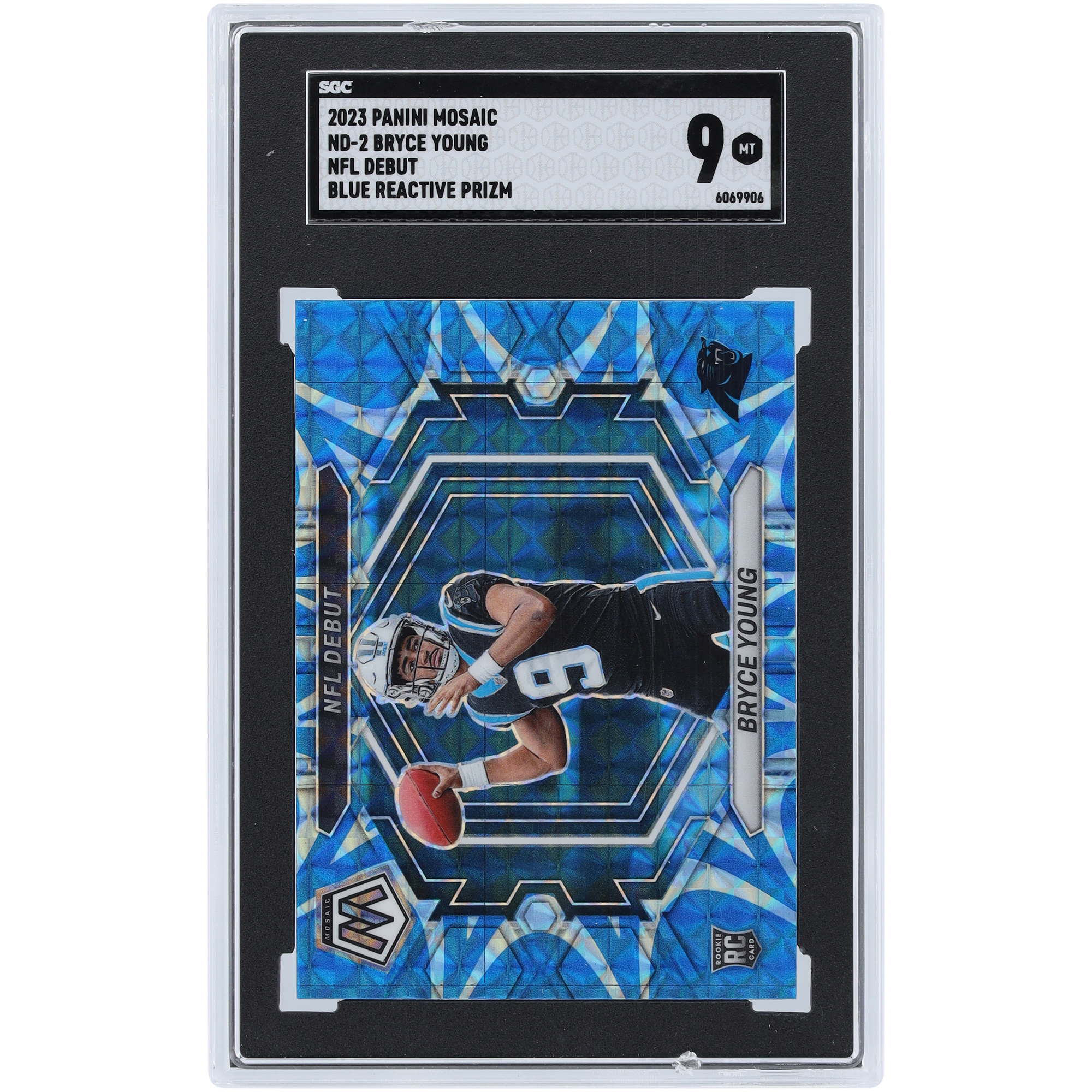 Bryce Young Carolina Panthers 2023 Panini Mosaic Blue Reactive Prizm #ND-2 SGC Authentifizierte 9 Rookie-Karte