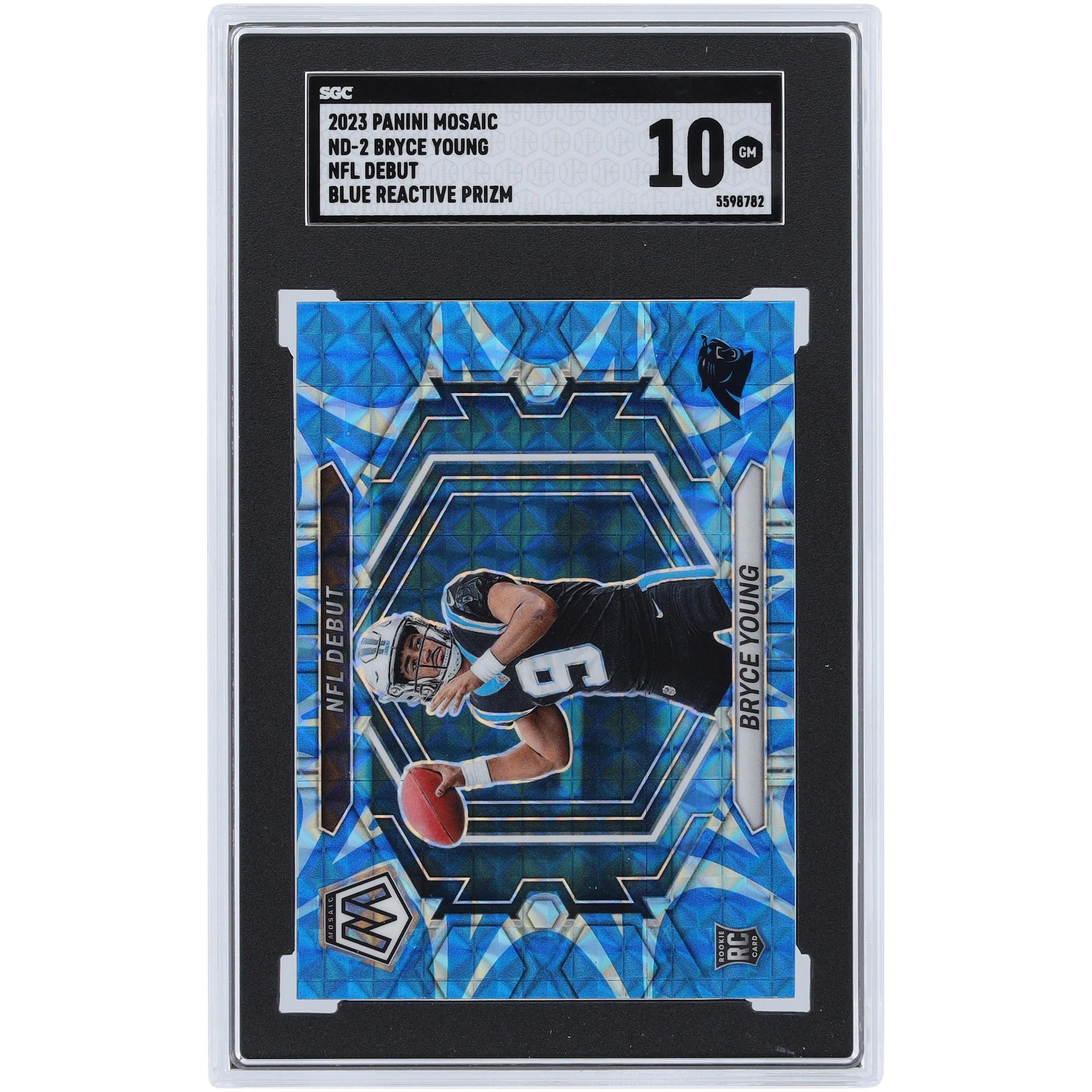 Bryce Young Carolina Panthers 2023 Panini Mosaic Blue Reactive Prizm #ND-2 SGC Authentifizierte 10 Rookie-Karte