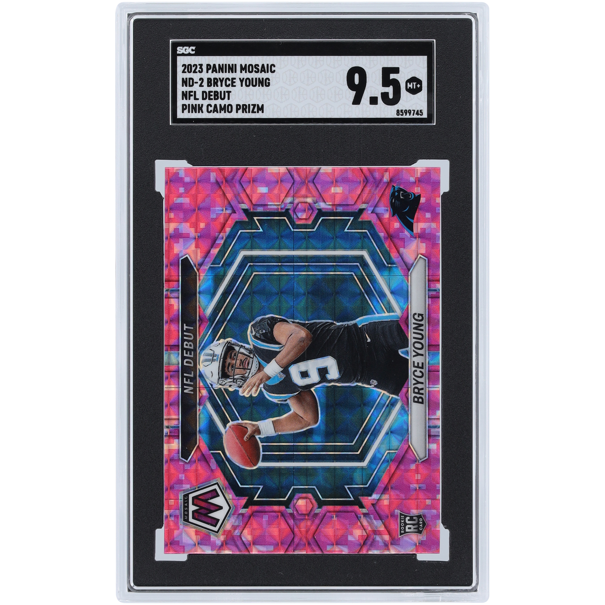 Bryce Young Carolina Panthers 2023 Panini Mosaic Pink Camo Prizm #ND-2 SGC Authentifizierte 9.5 Rookie-Karte