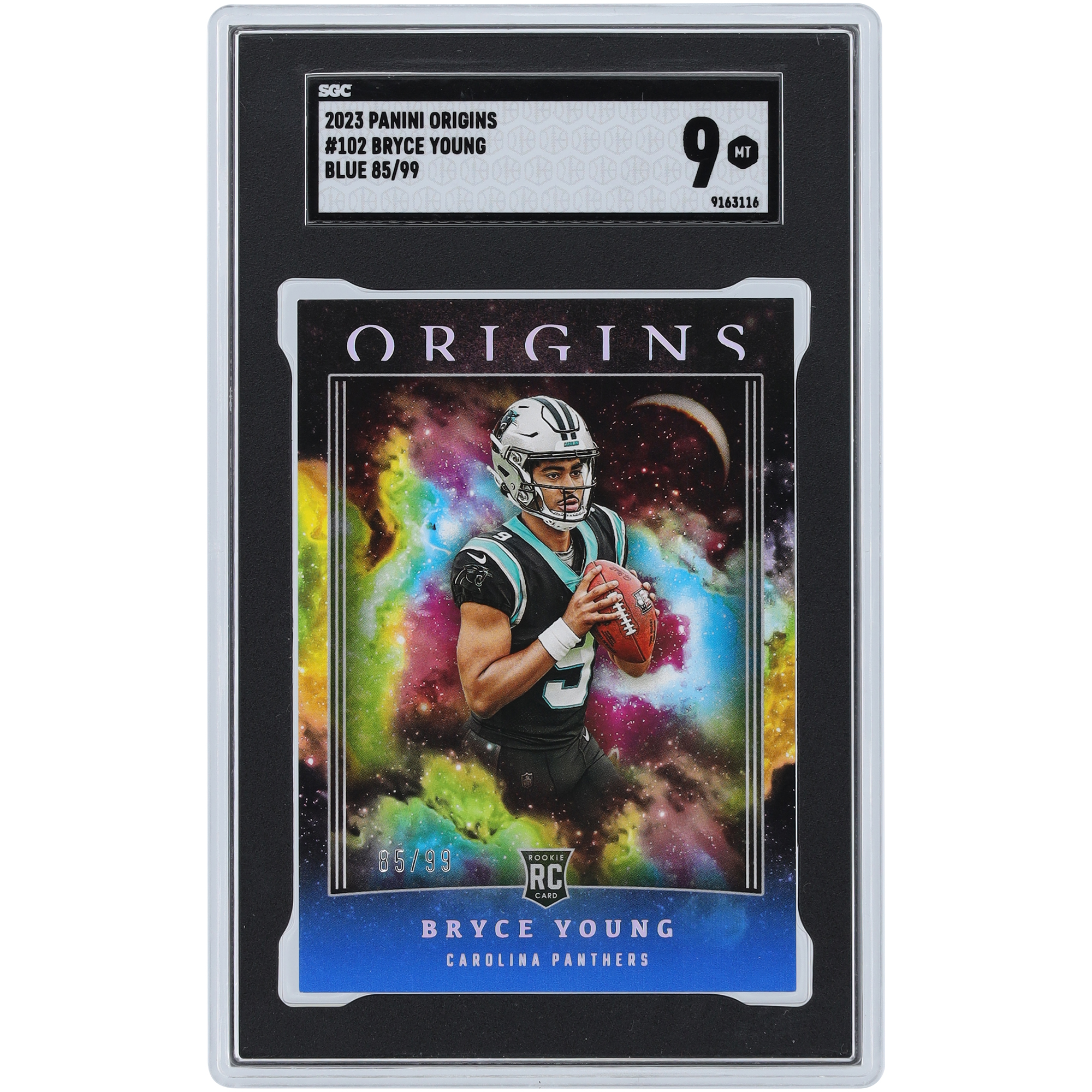 Bryce Young Carolina Panthers 2023 Panini Origins Blau #102 #/99 SGC Authentifizierte 9 Rookie-Karte