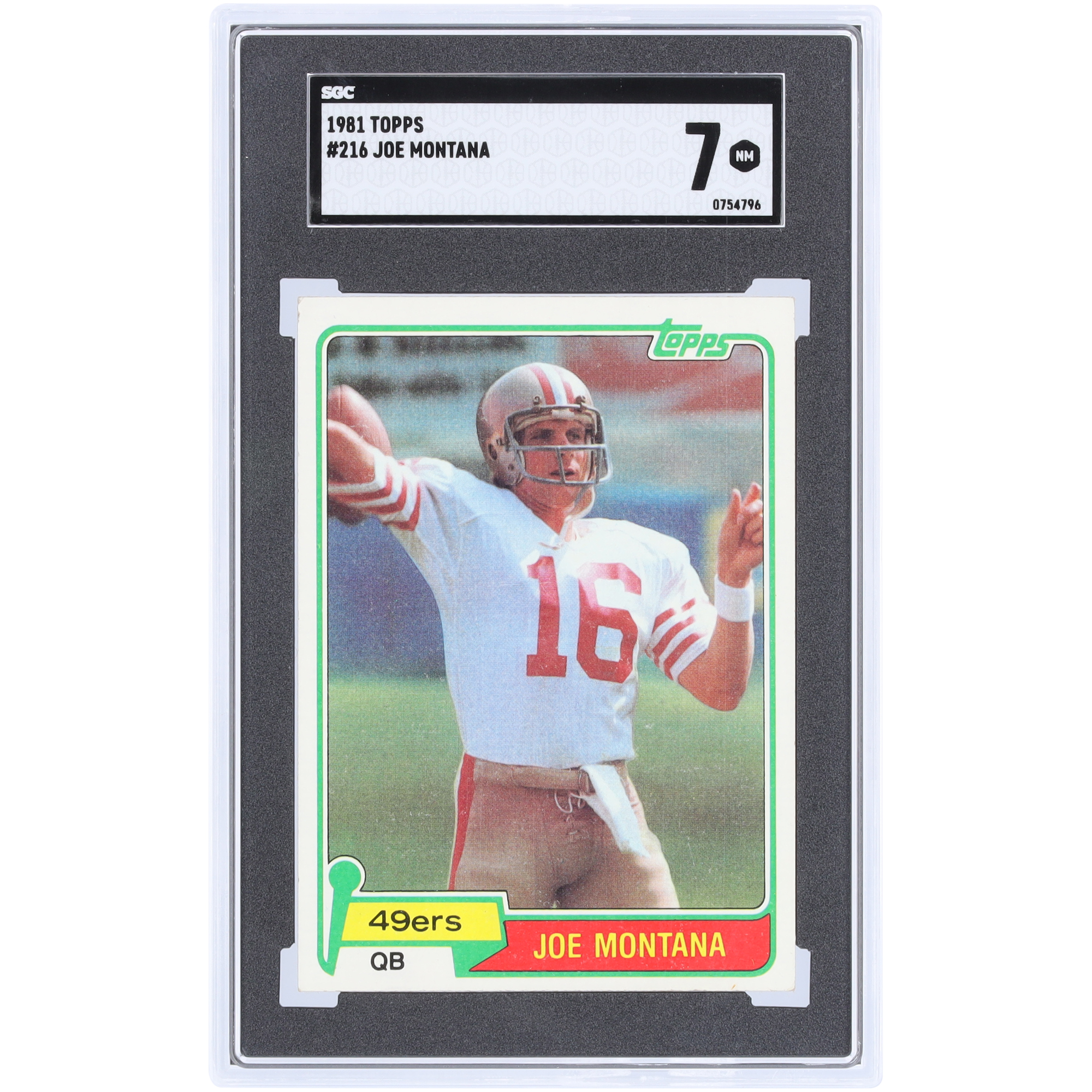 Joe Montana San Francisco 49ers 1981 Topps #216 SGC Authentifizierte 7-Karte