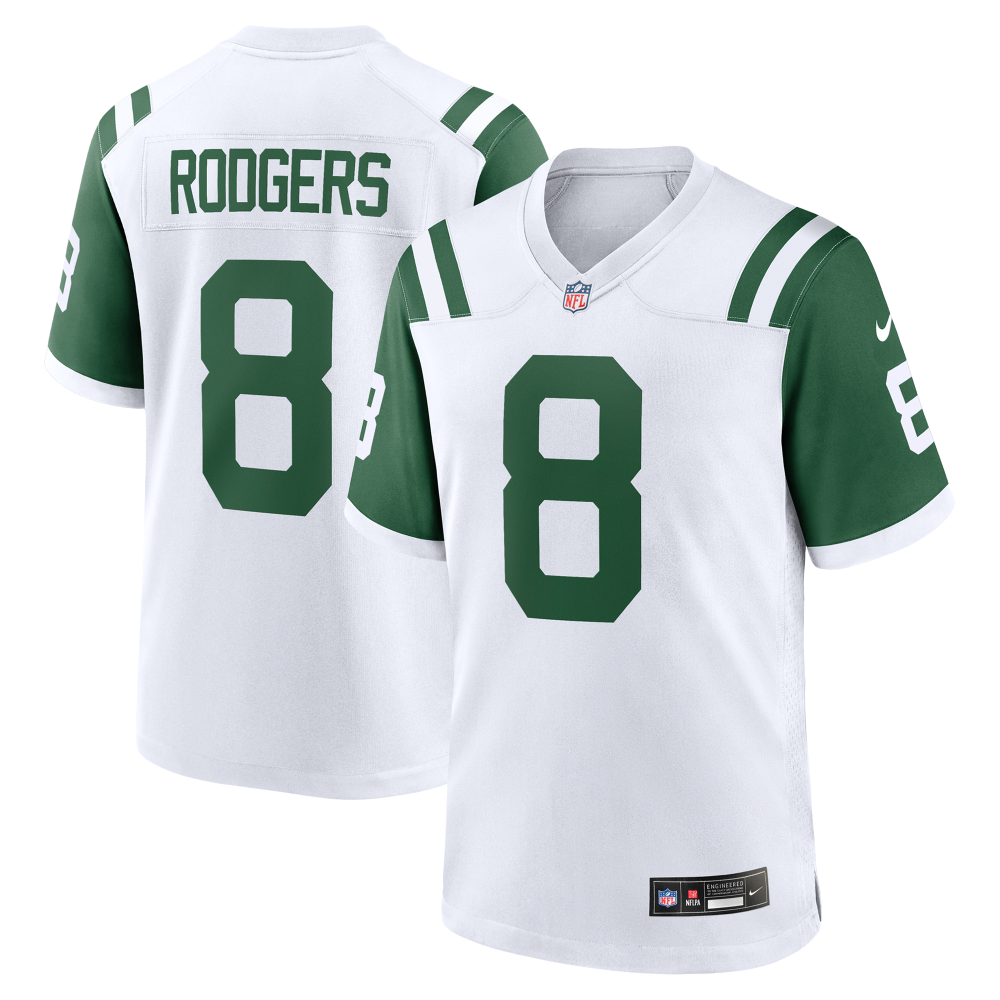 New York Jets Nike Classic Ausweichtrikot – Weiß – Aaron Rodgers – Herren