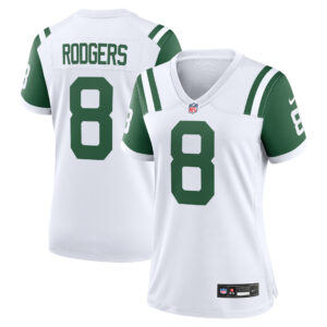 New York Jets Nike Classic Ausweichtrikot – Weiß – Aaron Rodgers – Damen