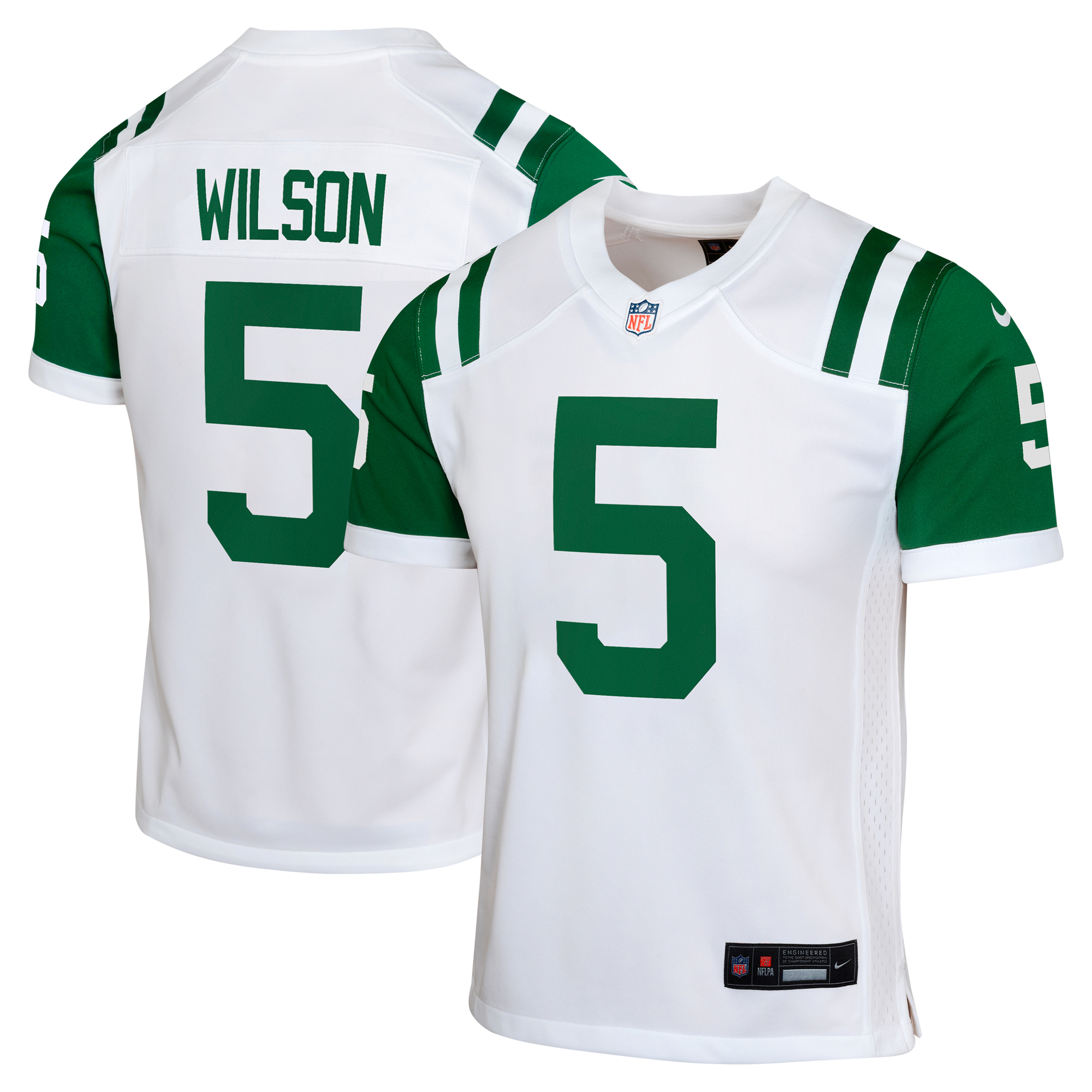 New York Jets Nike Classic Ausweichtrikot – Weiß – Garrett Wilson – Jugendliche