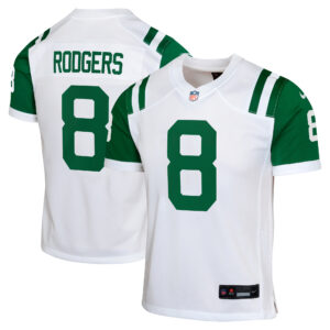 New York Jets Nike Classic Ausweichtrikot – Weiß – Aaron Rodgers – Jugendliche