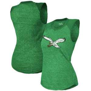 Majestic Threads Philadelphia Eagles Retro Tri-Blend Raglan-Muskel-Tanktop für Damen, Kelly Green