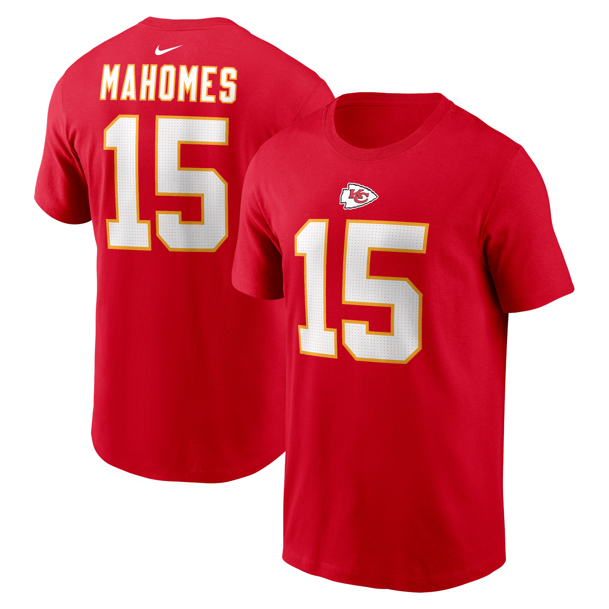 Rotes Nike-T-Shirt mit Spielernamen und -nummer der Kansas City Chiefs, Patrick Mahomes, für Herren