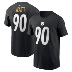 Nike T.J. Watt Pittsburgh Steelers-T-Shirt mit Spielername und -nummer für Herren in Schwarz