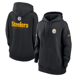 Schwarzer Nike Pittsburgh Steelers 2023 Sideline Club Fleece-Pullover-Hoodie für Damen