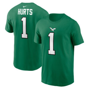 Nike Herren-T-Shirt „Jalen Hurts“ von den Philadelphia Eagles mit alternativem Spielernamen und -nummer, Kelly Green