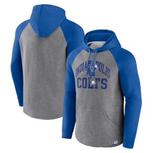 Indianapolis Colts Favorite Arch Fanatics Heather Gray Raglan-Kapuzenpullover für Herren