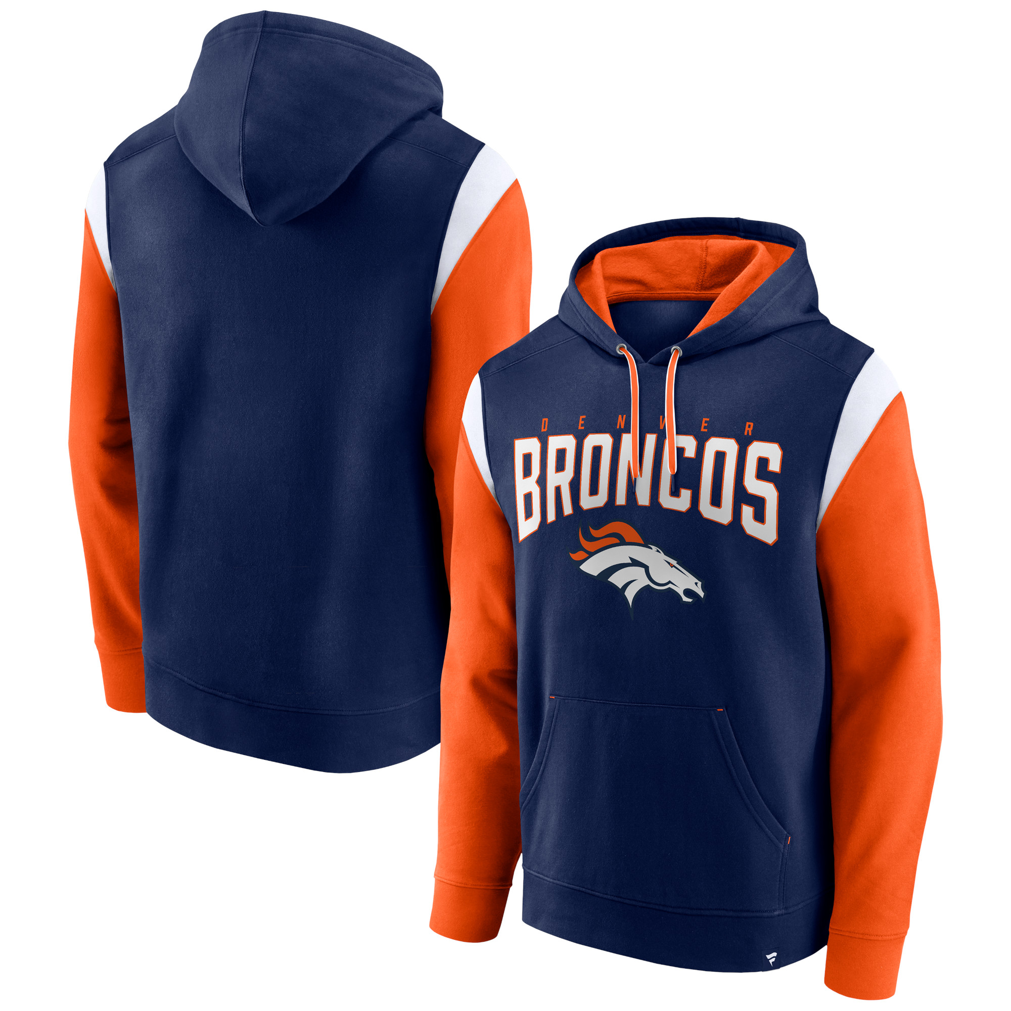 Herren Denver Broncos Trench Battle Fanatics Marineblauer Pullover-Hoodie